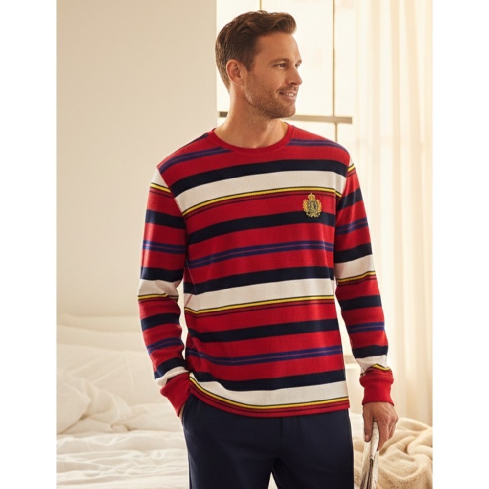Polo Ralph Lauren Mens Waffle Knit Sleepwear Shirt Size M Classic Lounge Preppy